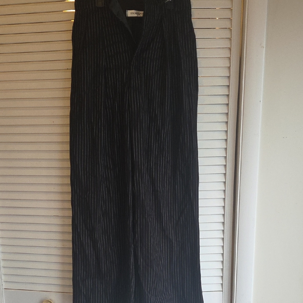 Elegant Black Striped Women's Flare Pants Stanton Dani Pinstripe Pants